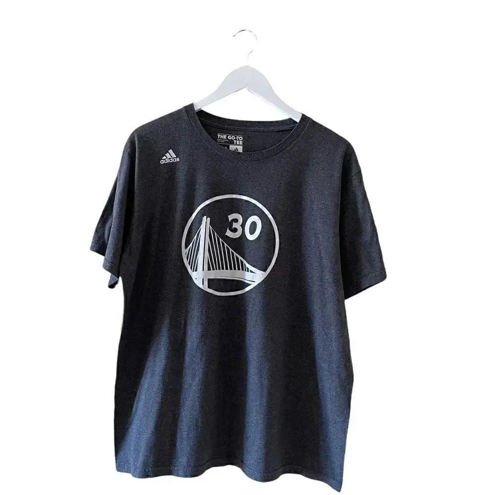 ADIDAS GOLDEN STATE WARRIORS COTTON GREY BASKETBALL T-SHIRT STEPHEN CURRY- LARGE